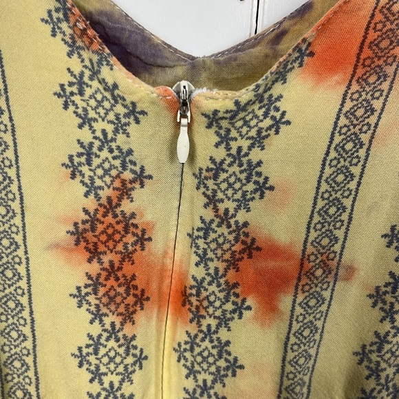 Womens Jumpsuit Tie Slip Straps Blue Snowflake Stripes Tie Dye Wide Leg Zip Back - Picture 8 of 16